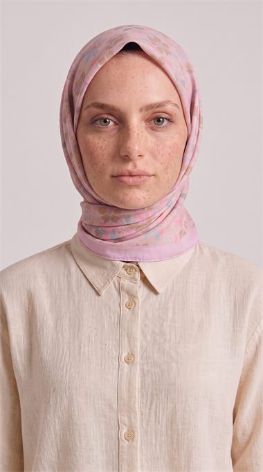 Karaca EşarpKOTON EŞARP VELORA DESNLİ COTTON EŞARP - PUDRA PEMBE