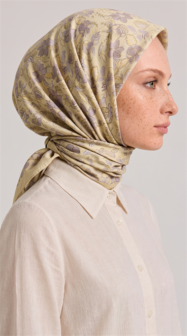 VELROA DESENLİ COTTON EŞARP - SARI