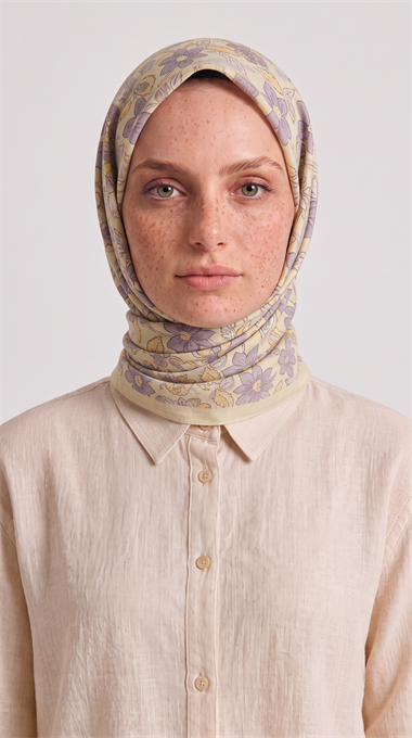 VELROA DESENLİ COTTON EŞARP - SARI