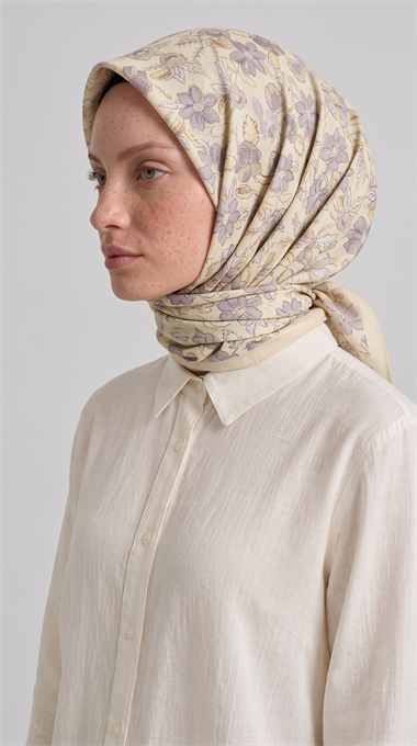 VELROA DESENLİ COTTON EŞARP - SARI