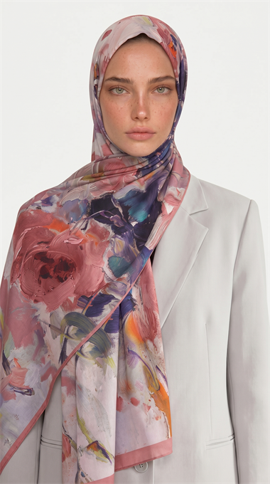 Karaca EşarpCOTTON ŞAL VİONA DESENLİ KUMLU ŞAL -  PEMBE