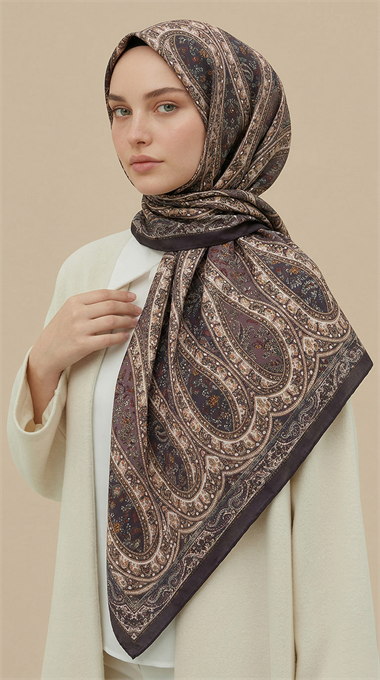 VİRELLA 120*120 CM COTTON ŞAL EŞARP - GÜL KURUSU