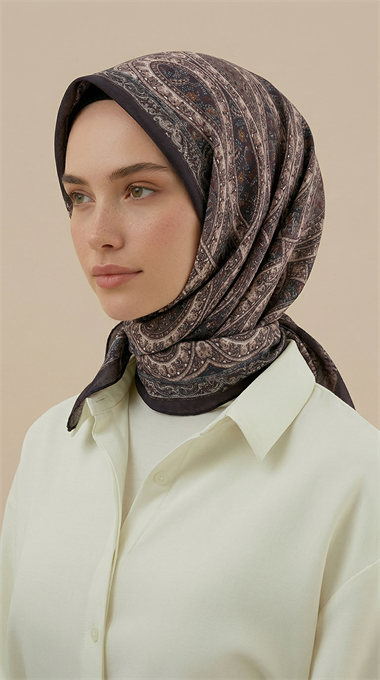 VİRELLA 120*120 CM COTTON ŞAL EŞARP - GÜL KURUSU