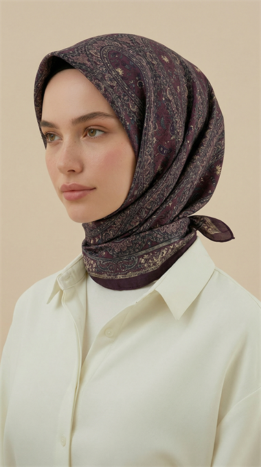 VİRELLA 120*120 CM COTTON ŞAL EŞARP - MOR