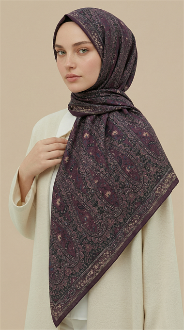 VİRELLA 120*120 CM COTTON ŞAL EŞARP - MOR