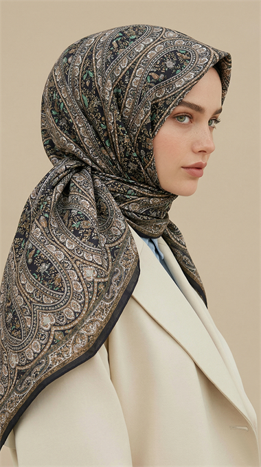 VİRELLA 120*120 CM COTTON ŞAL EŞARP - HAKİ