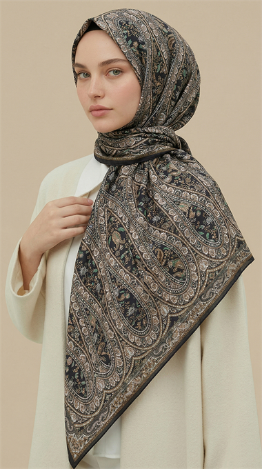 VİRELLA 120*120 CM COTTON ŞAL EŞARP - HAKİ