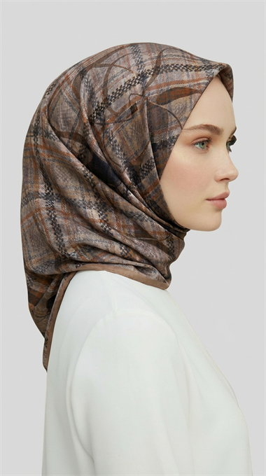 YANSIMA DESENLİ RAYON EŞARP - SİYAH BEJ