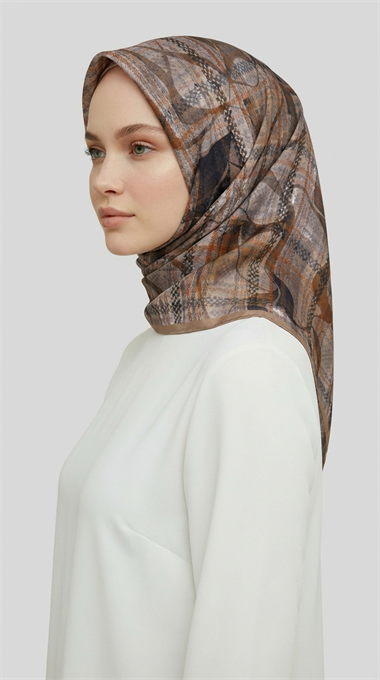 YANSIMA DESENLİ RAYON EŞARP - SİYAH BEJ