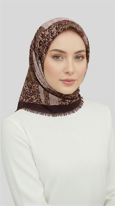 YAPRAK DESEN KIŞLIK YÜN EŞARP - BEJ / KREM