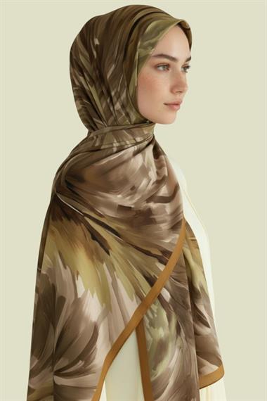 YAPRAK DESENLİ VİSKON ŞAL -  BEJ