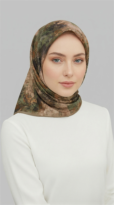 ZARAFET DESENLİ RAYON EŞARP -  BEJ / HAKİ 