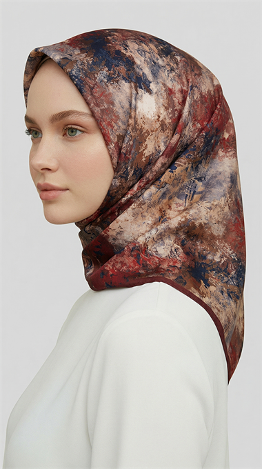 ZARAFET DESENLİ RAYON EŞARP -  BORDO 