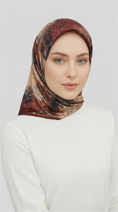 ZARAFET DESENLİ RAYON EŞARP -  BORDO 