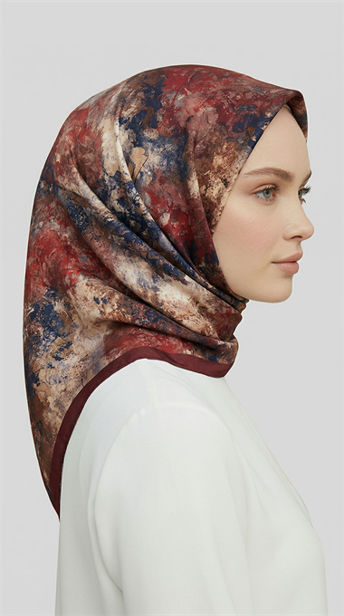 ZARAFET DESENLİ RAYON EŞARP -  BORDO 