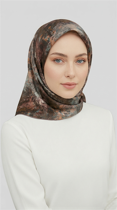 ZARAFET DESENLİ RAYON EŞARP -  GÜL KURUSU / KAHVERENGİ
