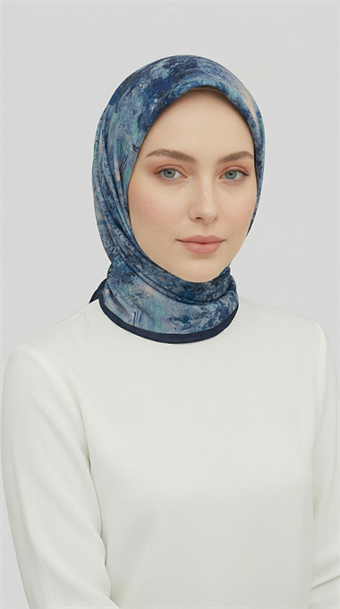ZARAFET DESENLİ RAYON EŞARP -  LACİVERT