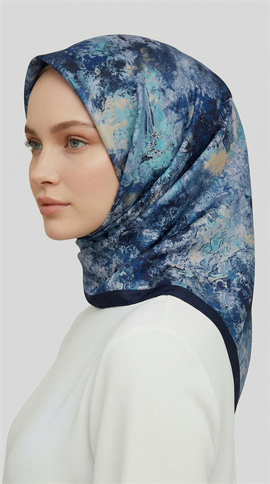 ZARAFET DESENLİ RAYON EŞARP -  LACİVERT