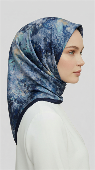 ZARAFET DESENLİ RAYON EŞARP -  LACİVERT