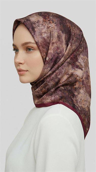 ZARAFET DESENLİ RAYON EŞARP -  MOR  / ACI KAHVE