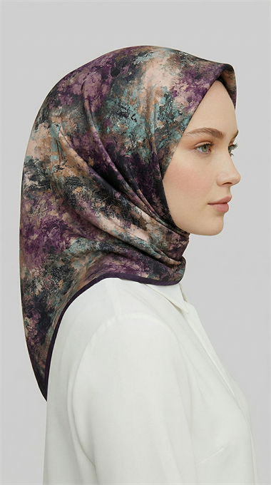 ZARAFET DESENLİ RAYON EŞARP -  SİYAH MOR 