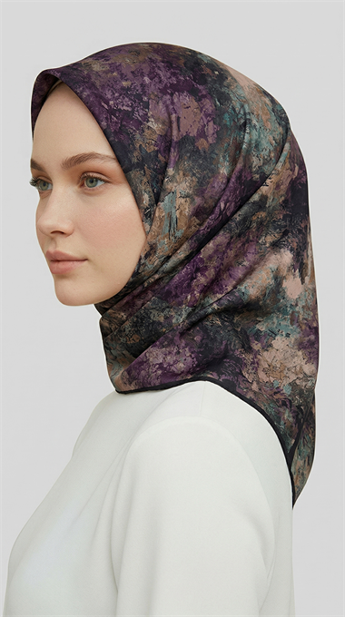 ZARAFET DESENLİ RAYON EŞARP -  SİYAH MOR 