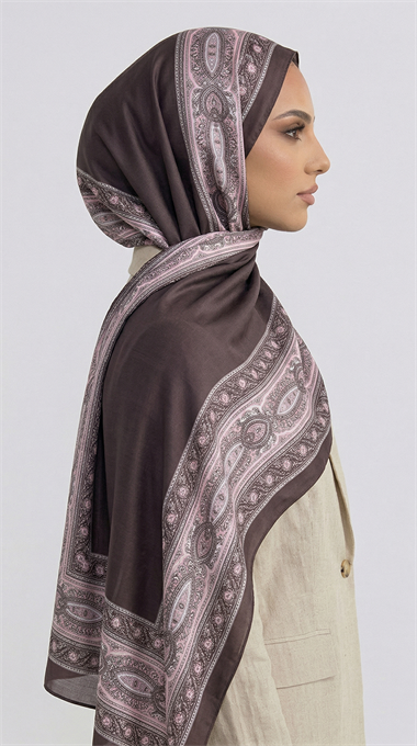 ZİNCİR DESENLİ COTTON ŞAL -KAHVERENGİ