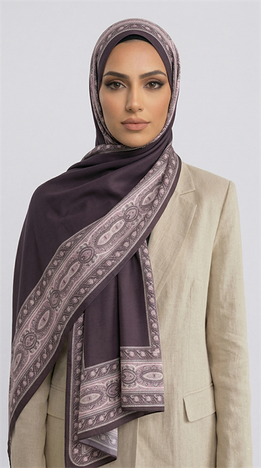 ZİNCİR DESENLİ COTTON ŞAL -KAHVERENGİ