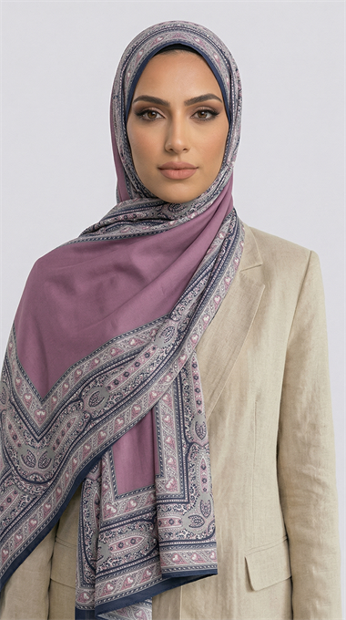 ZİNCİR DESENLİ COTTON ŞAL -LİLA