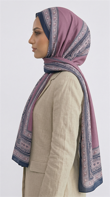 ZİNCİR DESENLİ COTTON ŞAL -LİLA