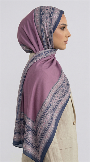 ZİNCİR DESENLİ COTTON ŞAL -LİLA