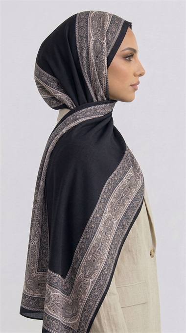 ZİNCİR DESENLİ COTTON ŞAL - MAVİ