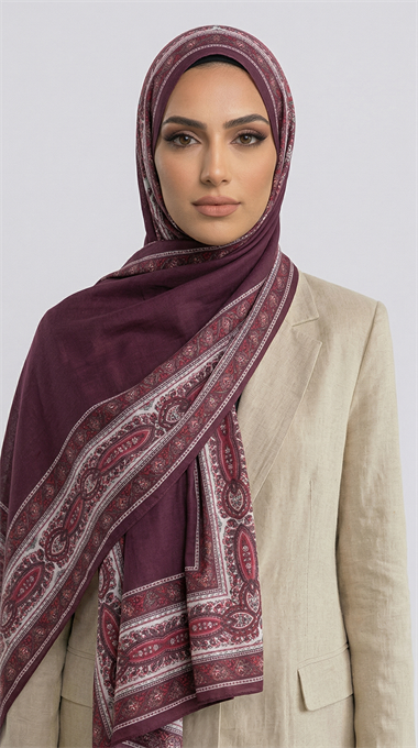 ZİNCİR DESENLİ COTTON ŞAL - MOR