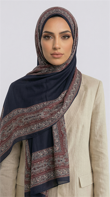 ZİNCİR DESENLİ COTTON ŞAL - SİYAH / KIRMIZI