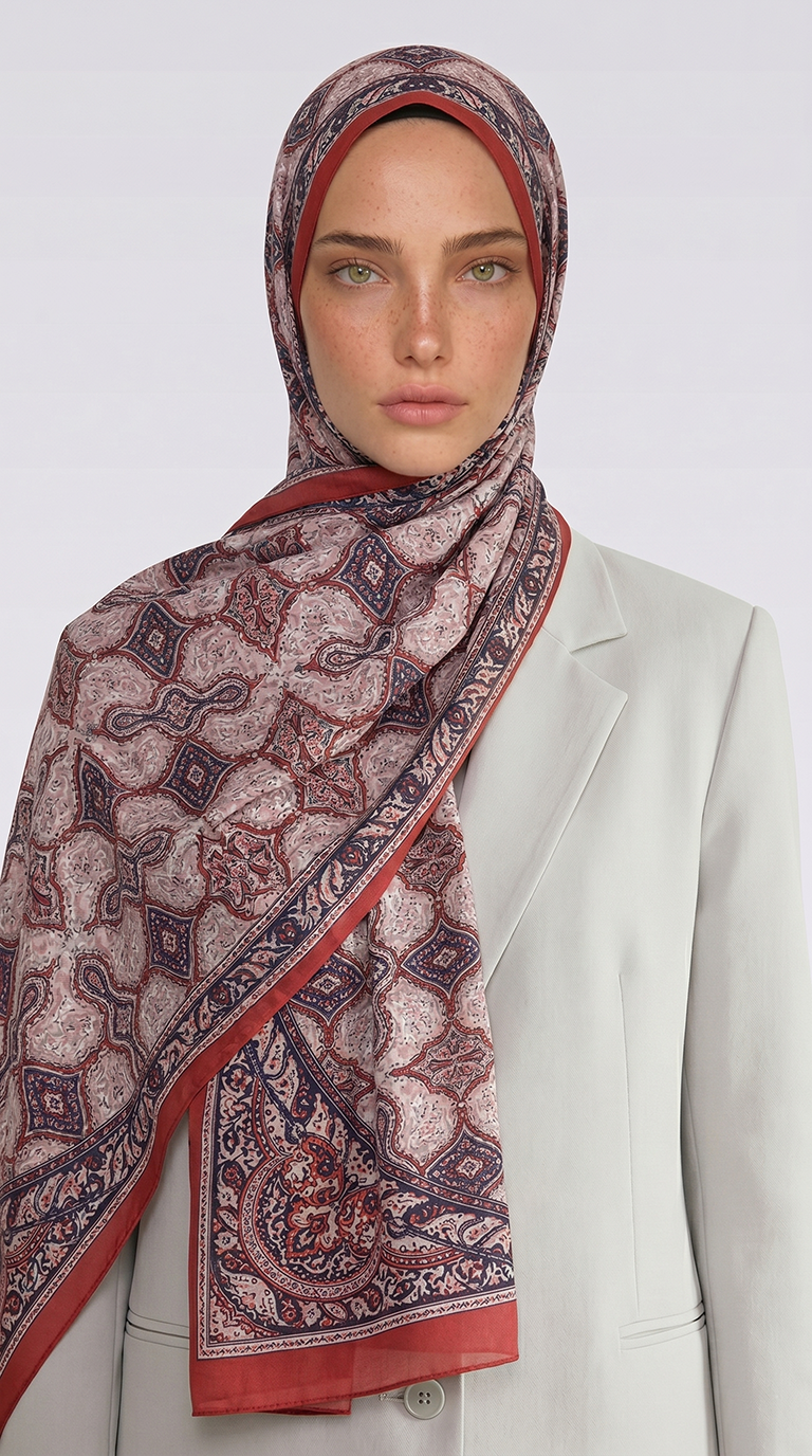 Karaca EşarpCOTTON ŞAL AHENK DESENLİ COTTON ŞAL - KIRMIZI