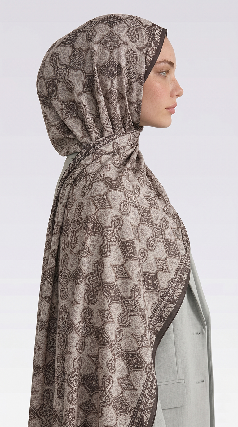 Karaca EşarpCOTTON ŞAL AHENK DESENLİ COTTON ŞAL - KREM / KAHVE