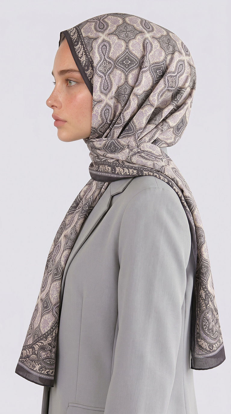 Karaca EşarpCOTTON ŞAL AHENK DESENLİ COTTON ŞAL - KREM / KAHVE