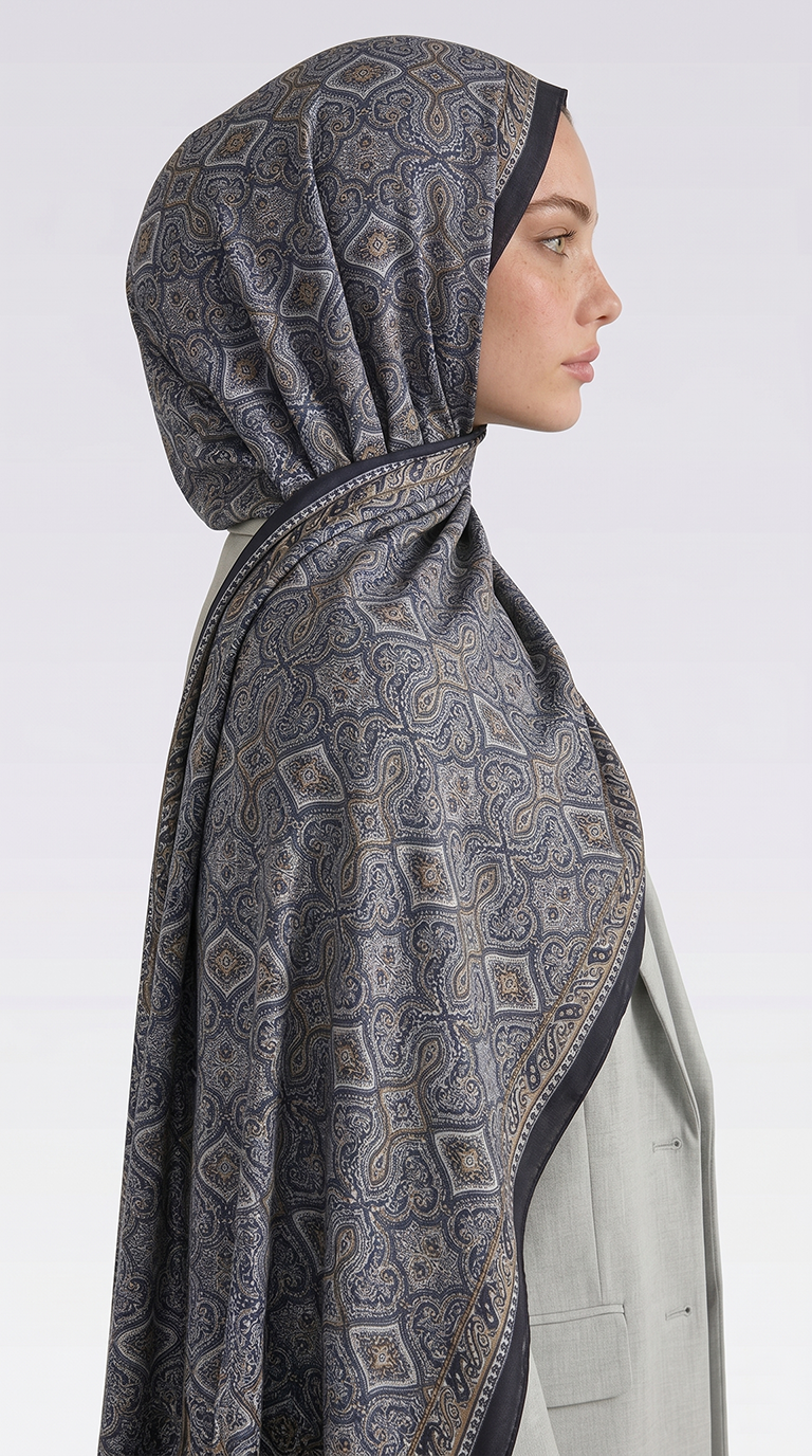 Karaca EşarpCOTTON ŞAL AHENK DESENLİ COTTON ŞAL -SİYAH / SARI