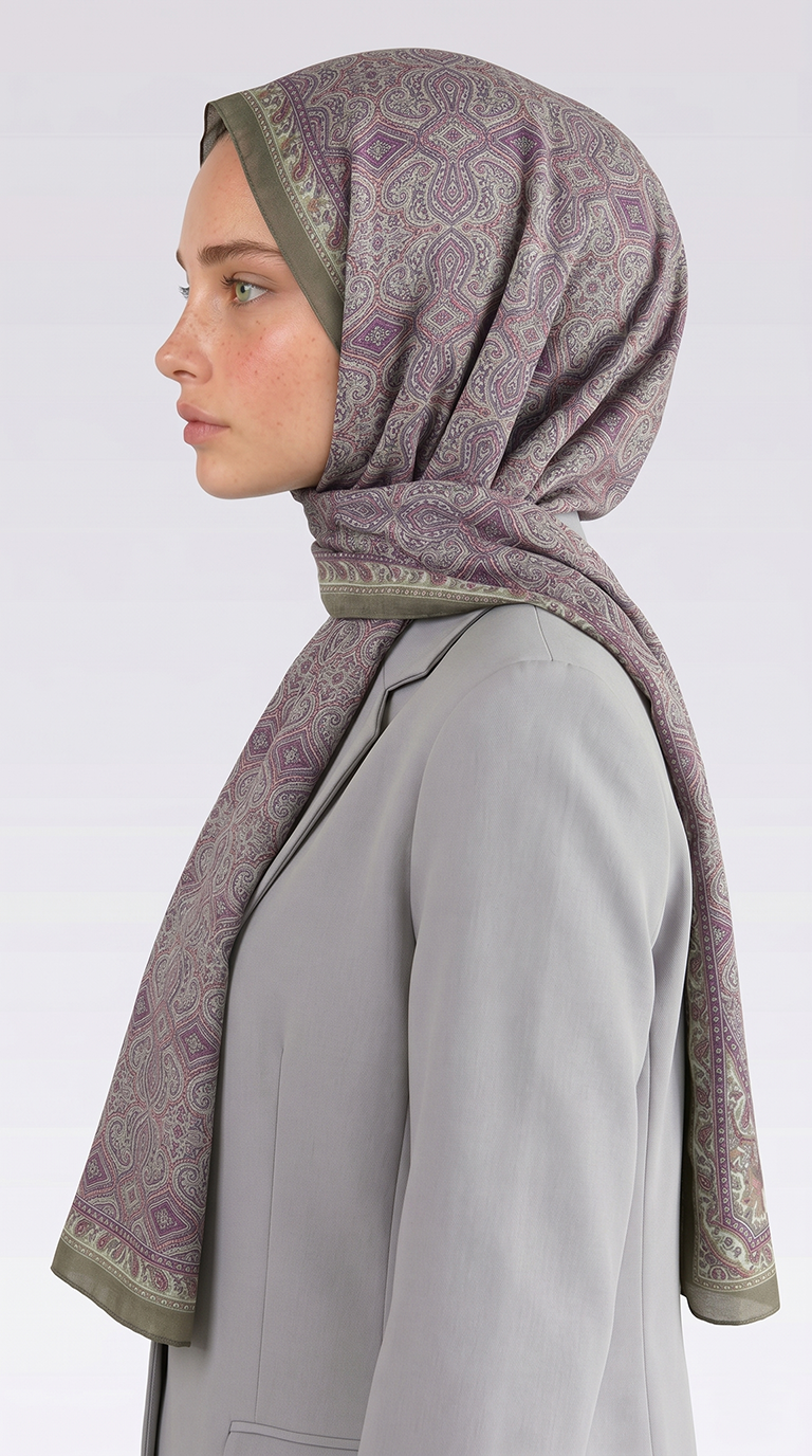 Karaca EşarpCOTTON ŞAL AHENK DESENLİ COTTON ŞAL - YEŞİL / PEMBE