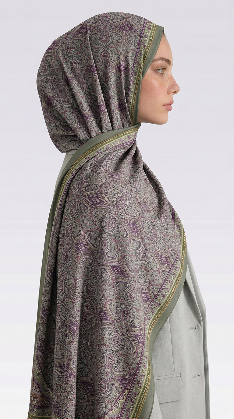 Karaca EşarpCOTTON ŞAL AHENK DESENLİ COTTON ŞAL - YEŞİL / PEMBE