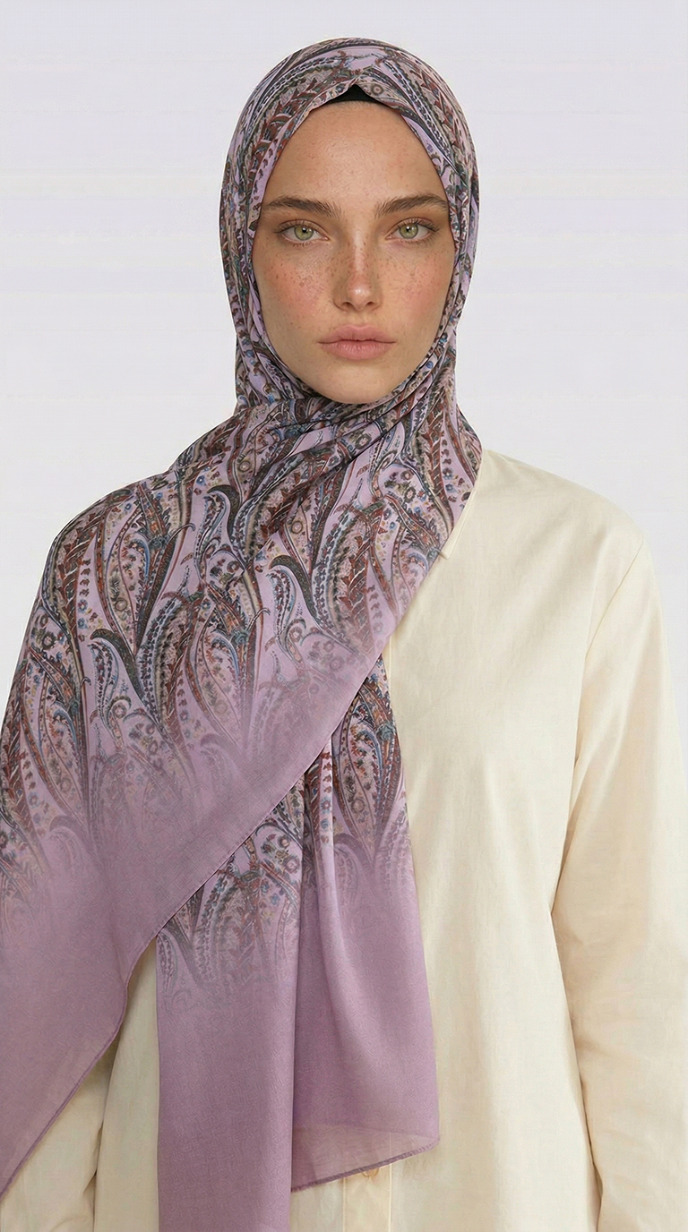 Karaca EşarpCOTTON ŞAL ALMERA DESENLİ COTTON ŞAL - GRİ / TOZ PEMBE