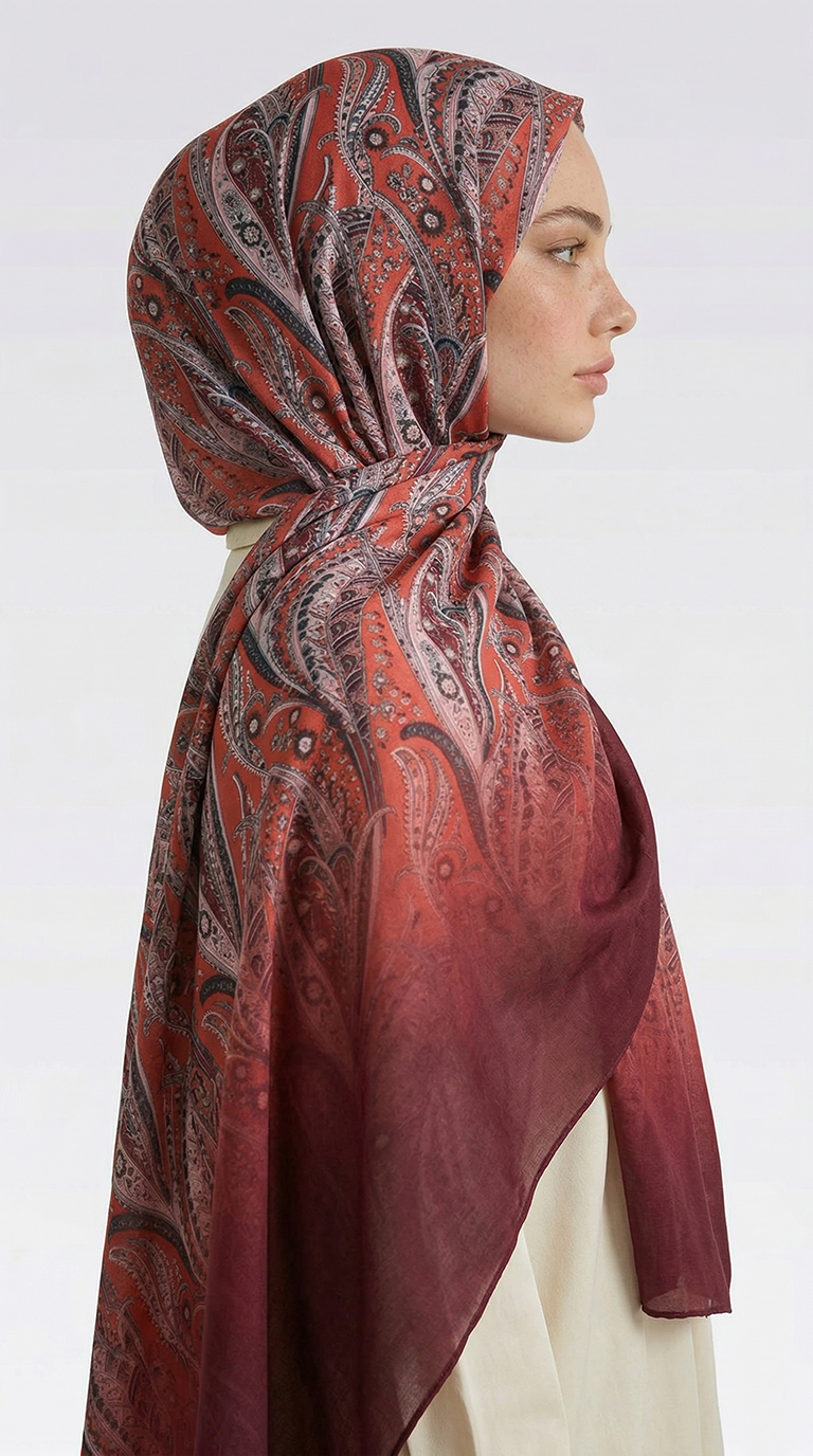 Karaca EşarpCOTTON ŞAL ALMERA DESENLİ COTTON ŞAL - KIRMIZI