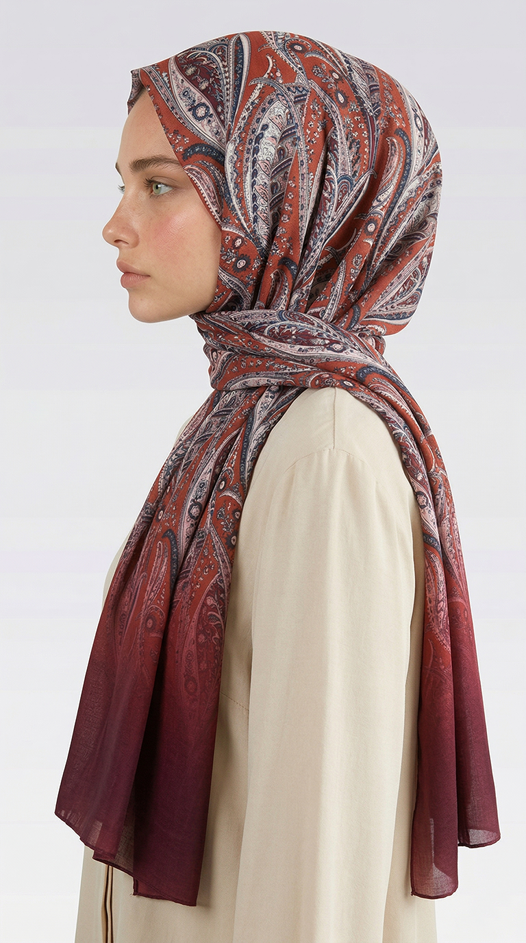 Karaca EşarpCOTTON ŞAL ALMERA DESENLİ COTTON ŞAL - KIRMIZI