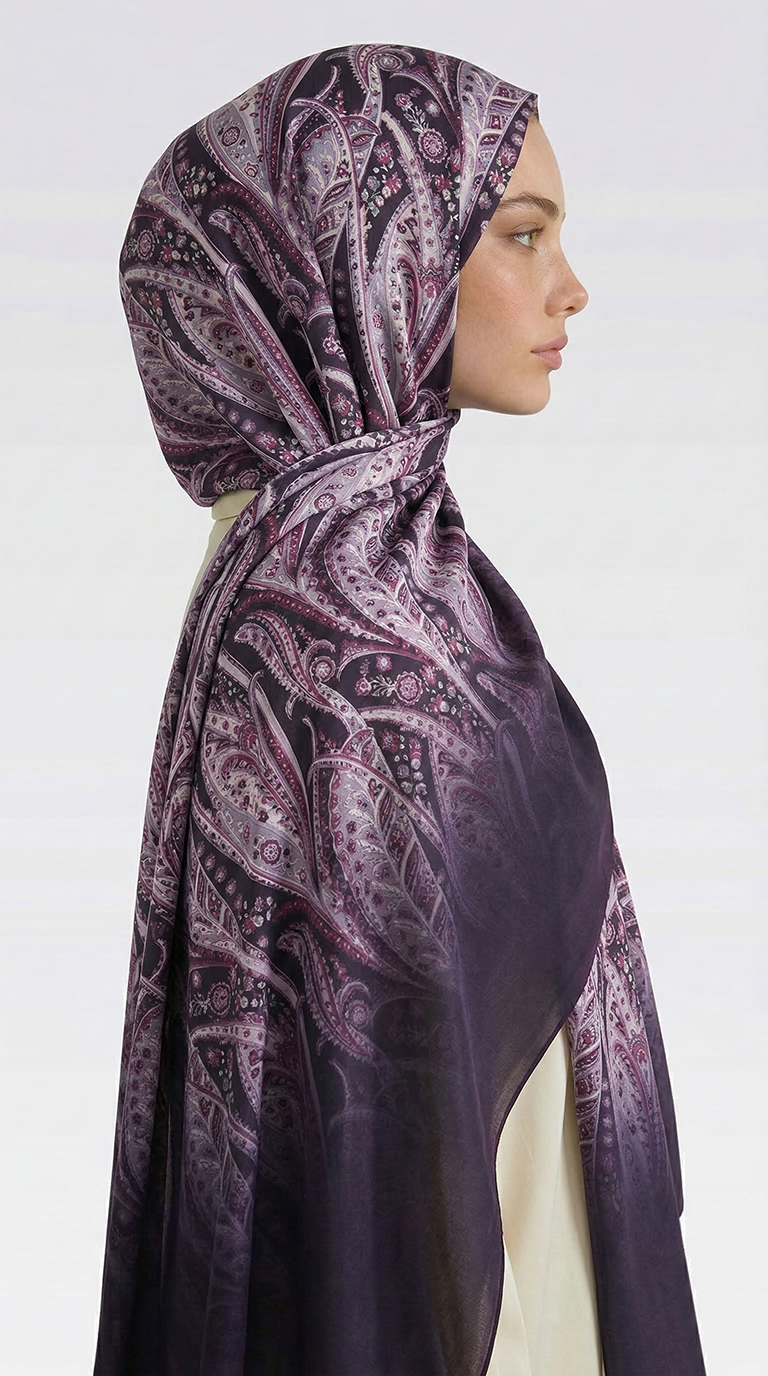 Karaca EşarpCOTTON ŞAL ALMERA DESENLİ COTTON ŞAL - MOR / MÜRDÜM