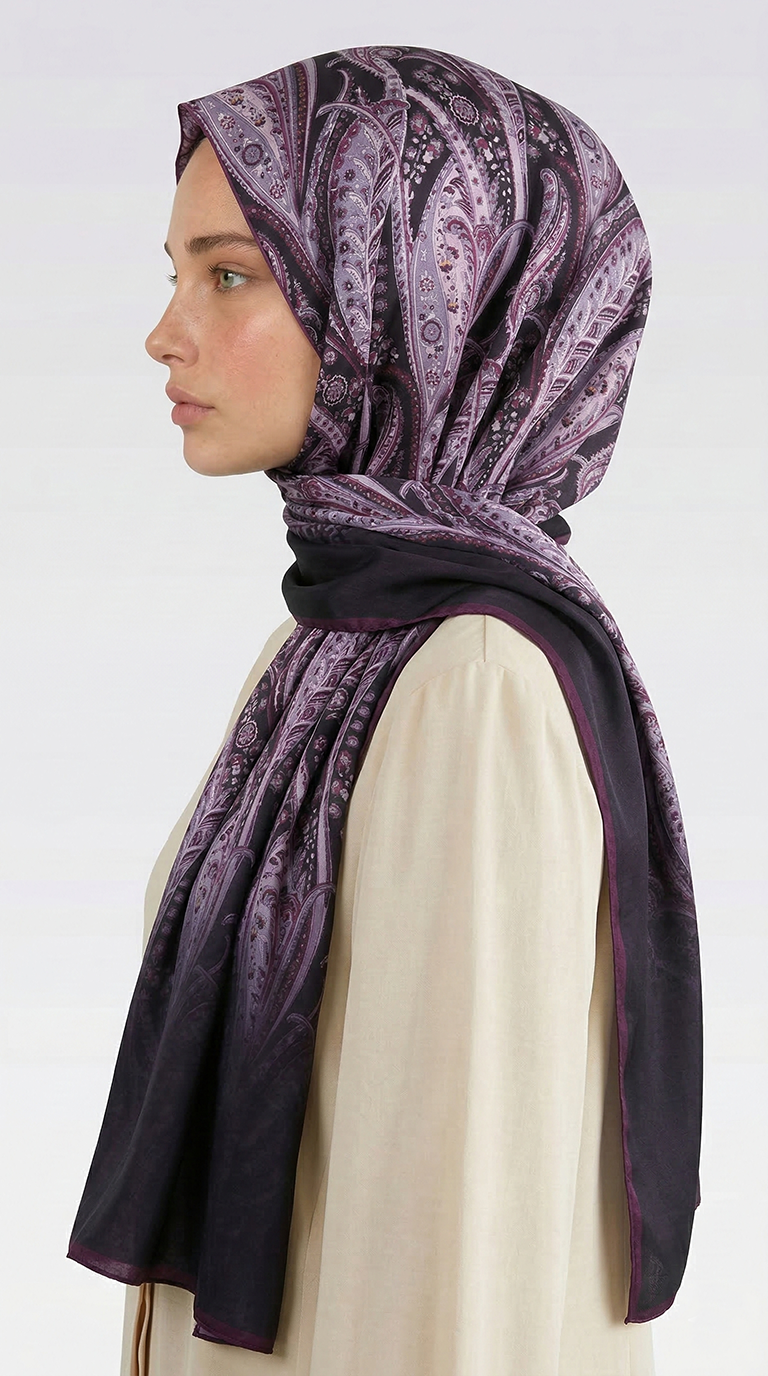 Karaca EşarpCOTTON ŞAL ALMERA DESENLİ COTTON ŞAL - MOR / MÜRDÜM