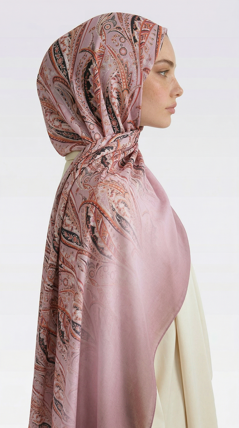 Karaca EşarpCOTTON ŞAL ALMERA DESENLİ COTTON ŞAL -PEMBE