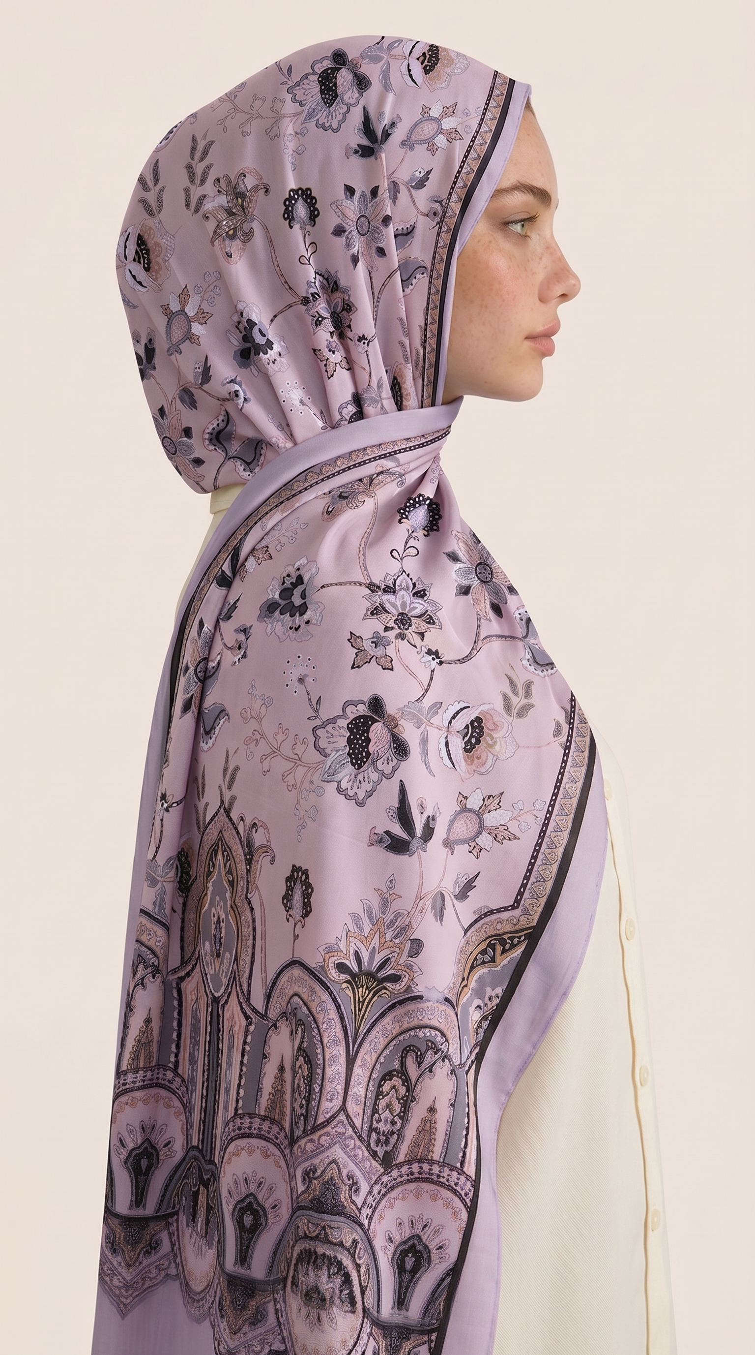 Karaca EşarpCOTTON ŞAL ALYA ETNİK DESENLİ COTTON ŞAL - GRİ