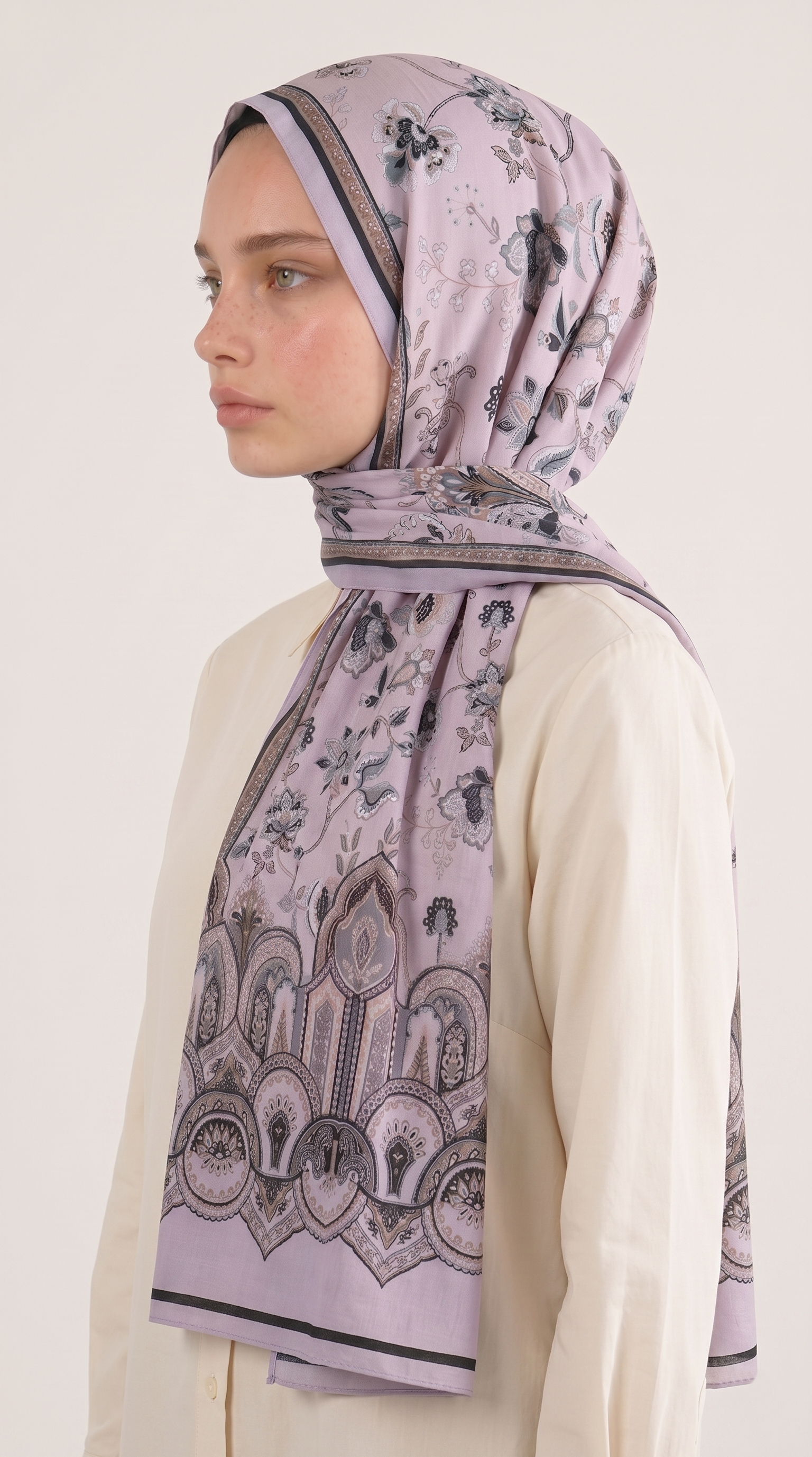 Karaca EşarpCOTTON ŞAL ALYA ETNİK DESENLİ COTTON ŞAL - GRİ