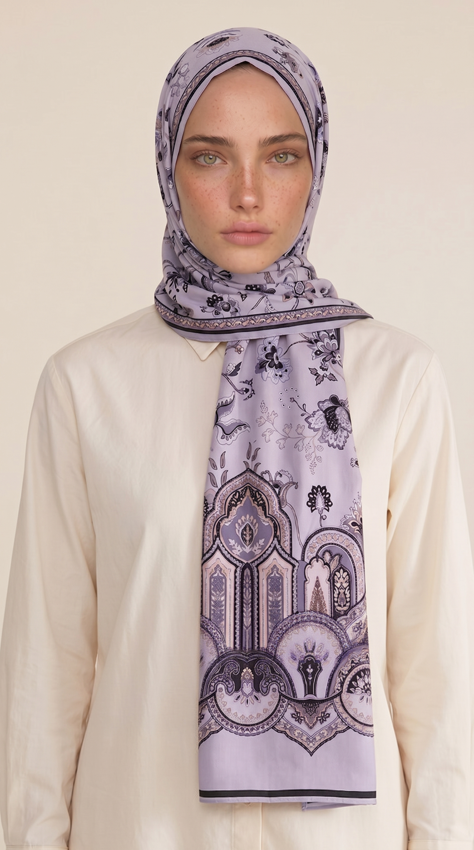 Karaca EşarpCOTTON ŞAL ALYA ETNİK DESENLİ COTTON ŞAL - GRİ