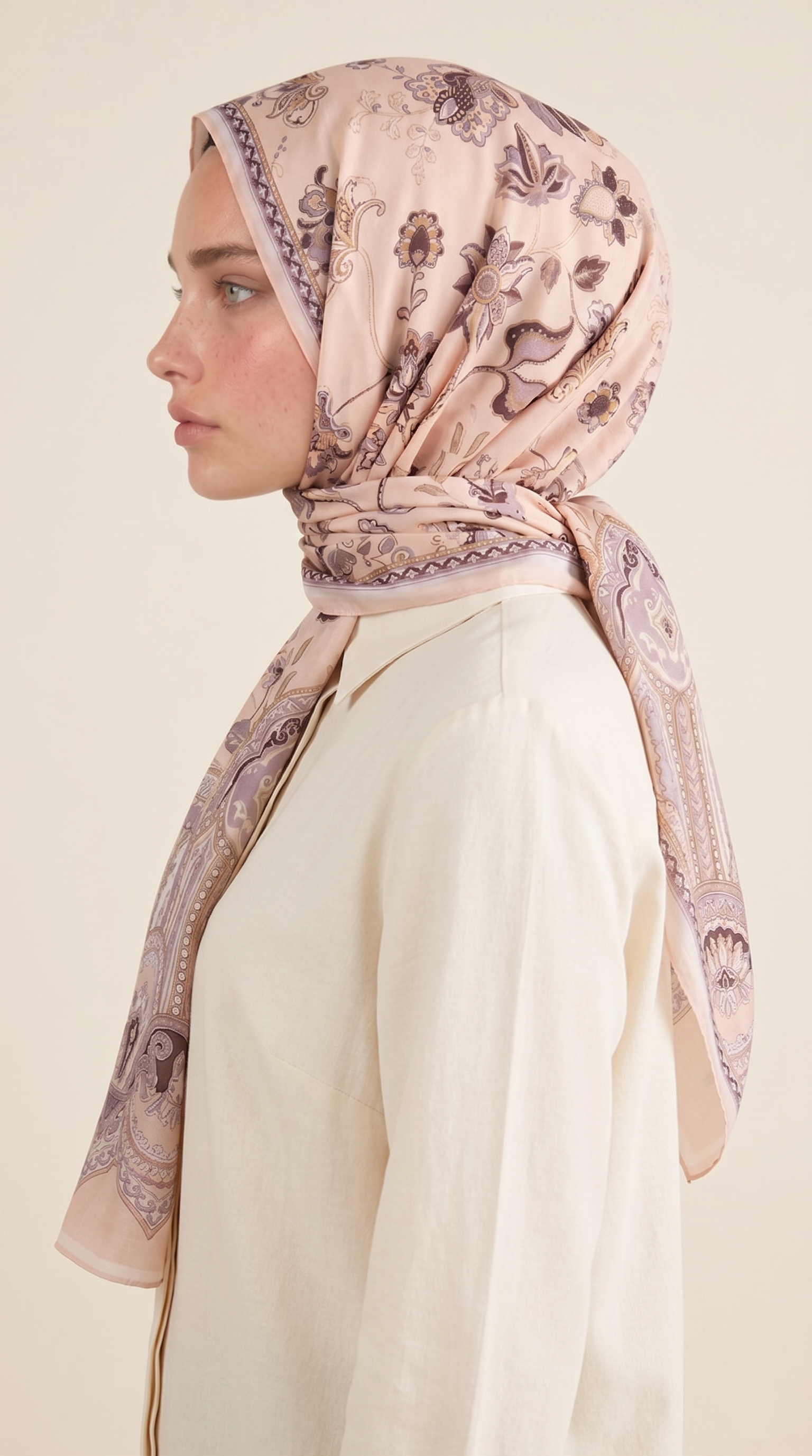 Karaca EşarpCOTTON ŞAL ALYA ETNİK DESENLİ COTTON ŞAL - KAHVERENGİ / SOMON